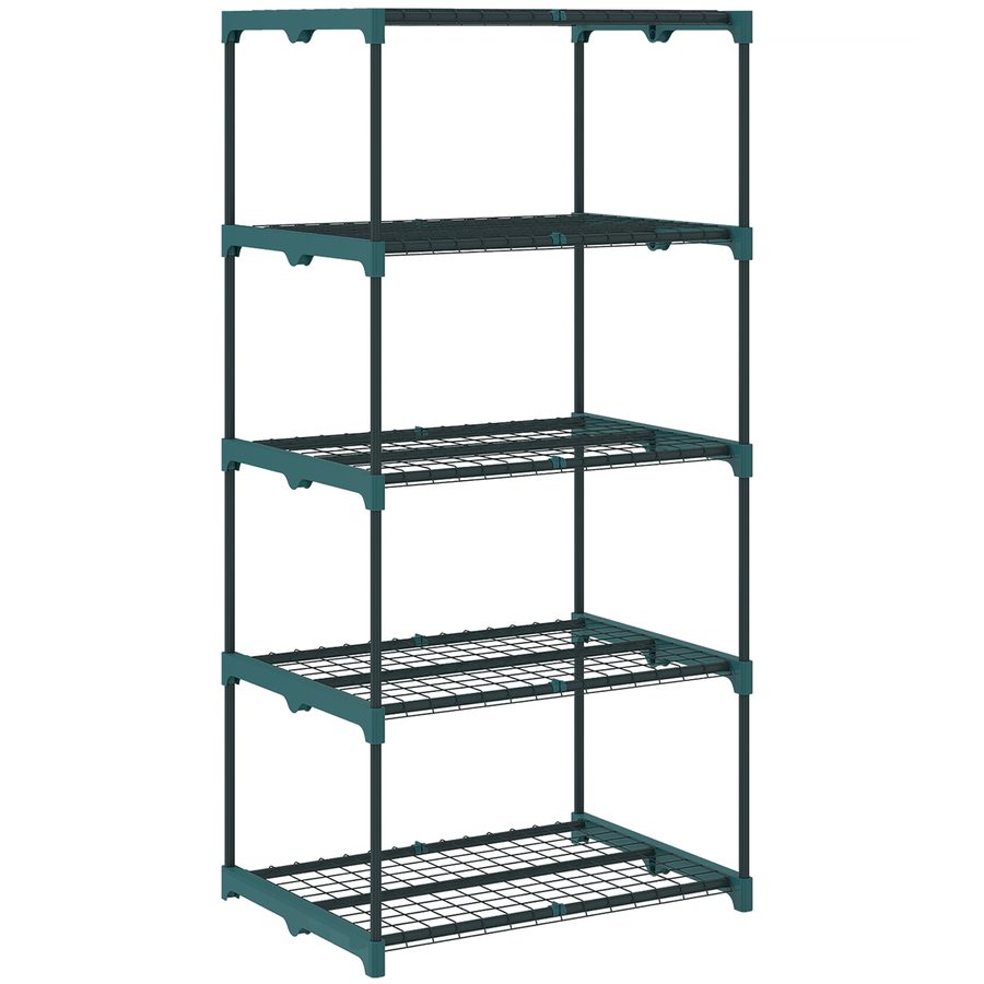 Outsunny 5-Etagen Pflanzenständer, 138 cm hoch Blumenständer für Innen Außen, Pflanzenregal aus Stahl, mehrstöckig Blumenregal, Blumentopfständer für Garten Balkon Deko, Dunkelgrün   Aosom von Outsunny