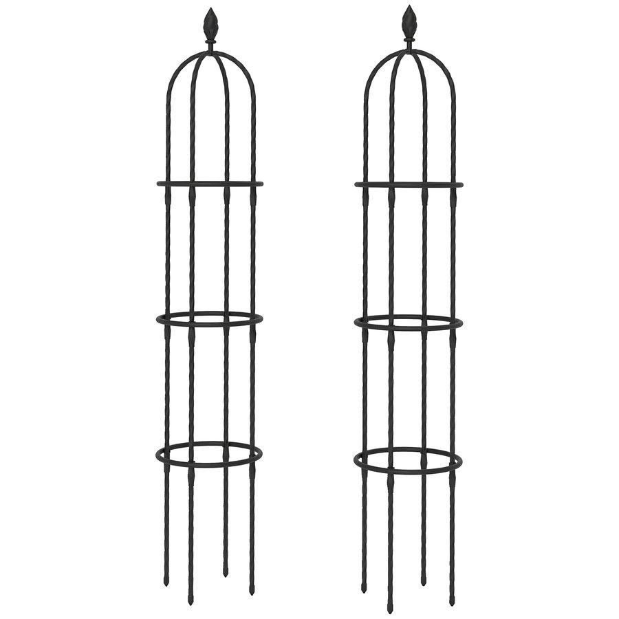 Outsunny Garten Rankhilfe 2er Set 174 cm Obelisk Rankhilfe aus Stahl Abnehmbar Pflanzenstütze Obelisk Rankgitter Höhe Rankgitter Käfige für Kletterpflanzen Rose Gurke Tomate   Aosom von Outsunny