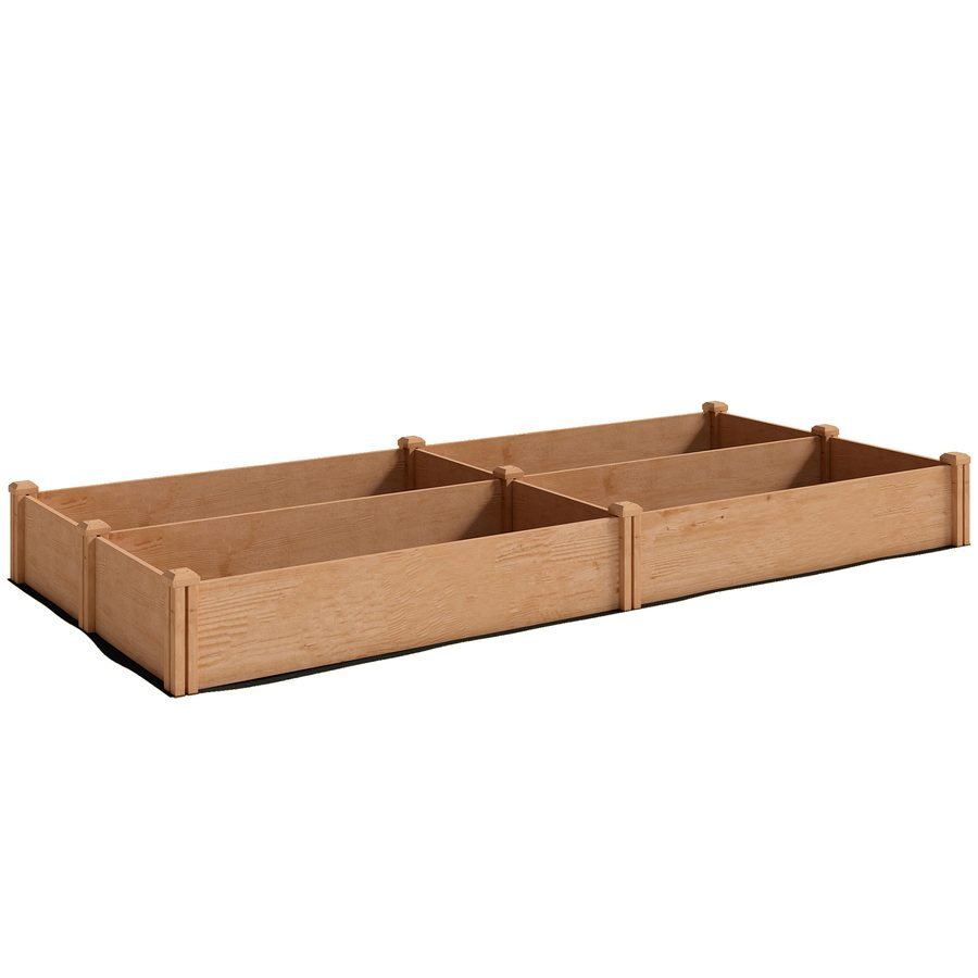 Outsunny Hochbeet aus Holz 234x109x25cm - Erhöhtes Gartenbeet mit 4 Anbauzonen - Außen-Pflanzkasten mit offenem Boden, werkzeuglose Montage, für Gemüse, Blumen, hellbraun   Aosom von Outsunny