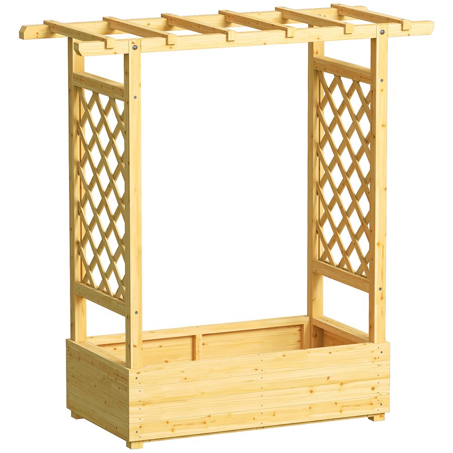Outsunny Hochbeet mit seitlichem und oberem Rankgitter, Pflanzkasten, Hochbeet mit Abflusslöchern, für Kletterpflanzen, Gemüse, Blumen, Außenbereich, Massivholz, Naturholz   Aosom von Outsunny