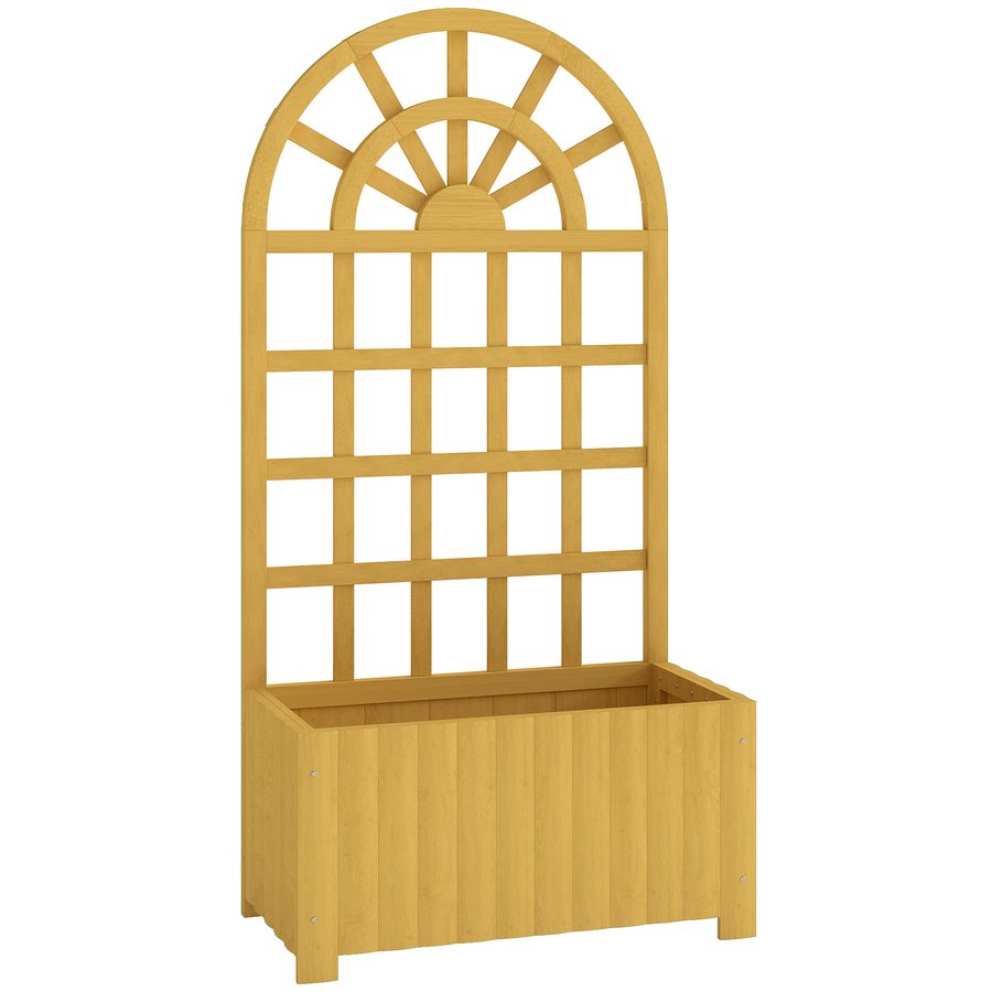 Outsunny Pflanzkasten mit Rankgitter aus Holz, großer Außen-Pflanzkübel für Kletterpflanzen, mit Ablauflöchern, erhöhter Pflanzkübel für Garten, Terrasse, Balkon, 60x30x120 cm, Natur   Aosom von Outsunny