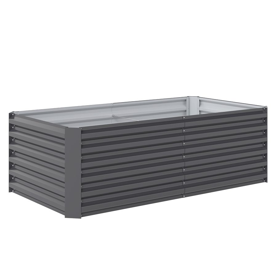 Outsunny Hochbeet Metall 180 x 90 x 57,5 cm Tief Gartenbeet mit Stützstange Offenem Boden, wetterfest Kräuterbeet Pflanzkasten Pflanzkübel für Außenbereich Garten Balkon Dunkelgrau   Aosom von Outsunny
