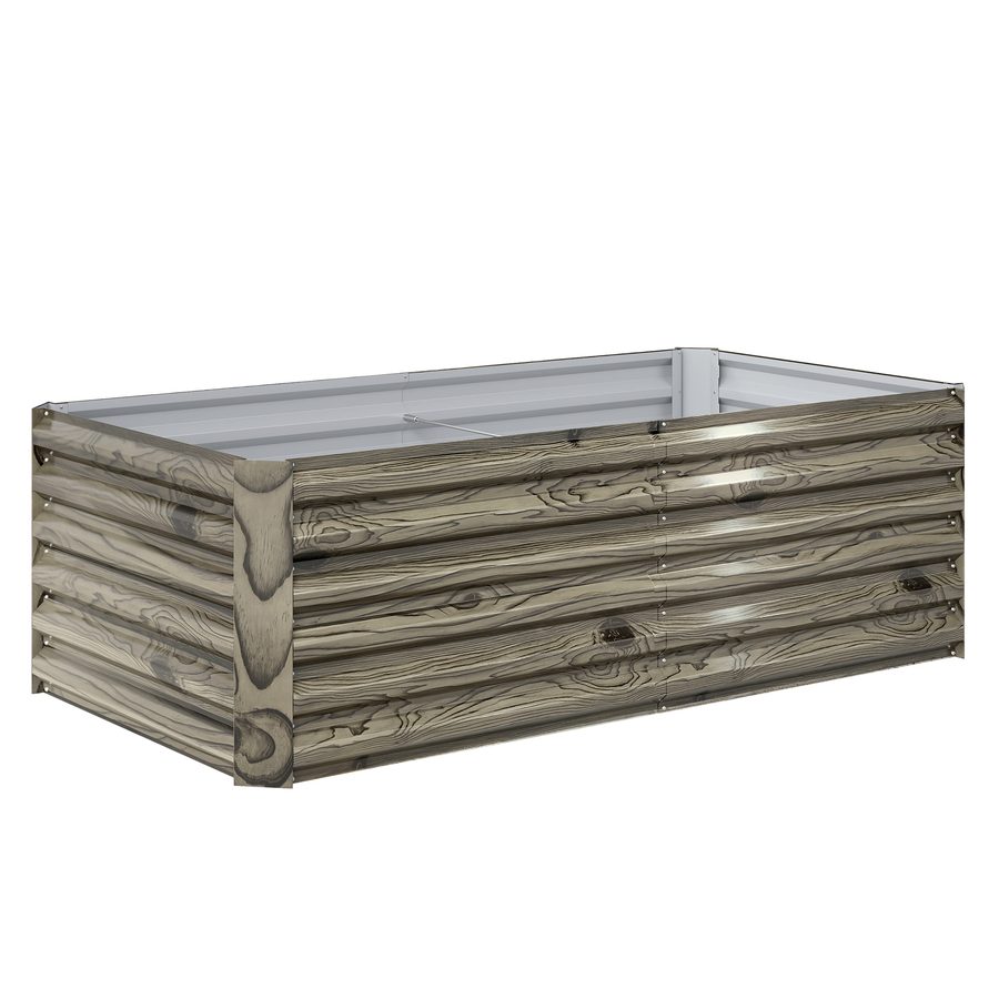 Outsunny Großer rechteckiger Pflanzkasten aus verzinktem Stahl für draußen, urbaner Gemüsegarten, großer Außentopf mit offenem Boden, witterungsbeständig, 180x90x57,5 cm, Natur   Aosom von Outsunny