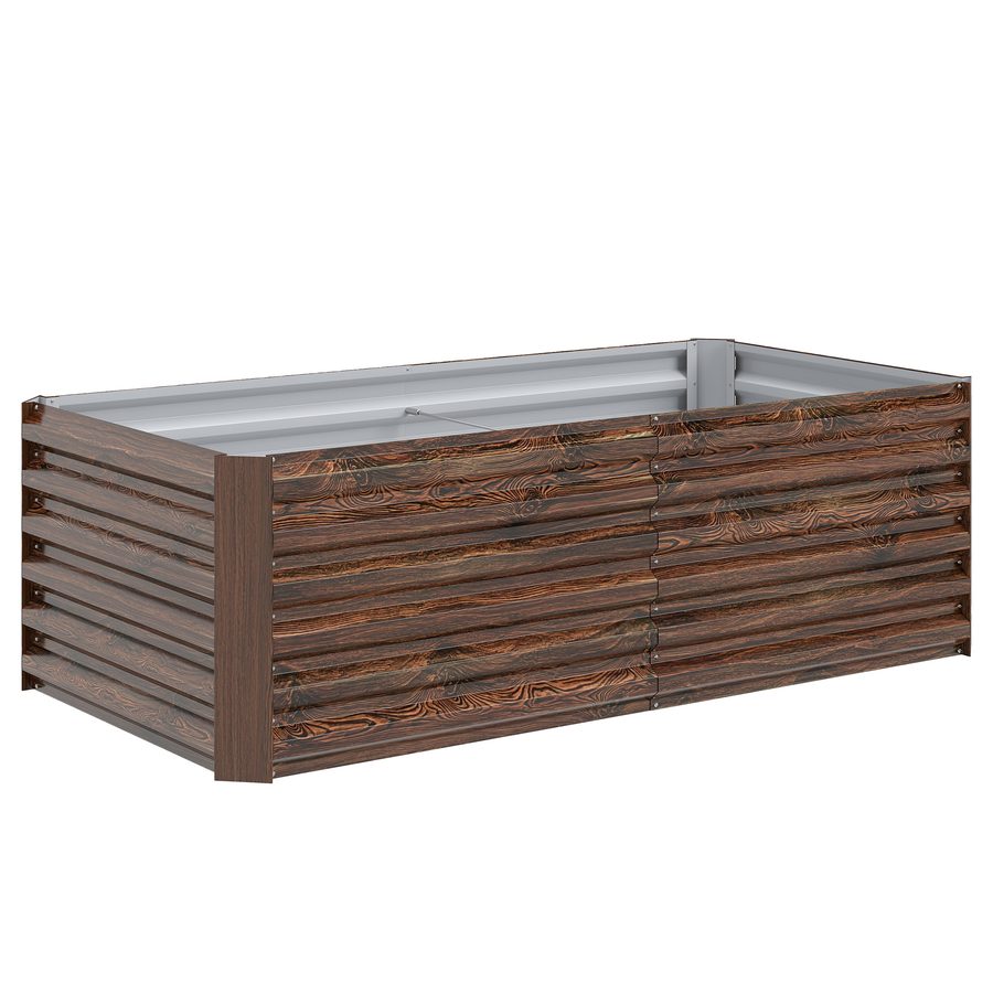 Outsunny Hochbeet für den Außenbereich mit offenem Boden und Stützstreben, Hochbeet aus verzinktem Stahl für Blumen, Gemüse, Balkon & Garten, 180x90x57.5 cm, Dunkelbraun   Aosom von Outsunny