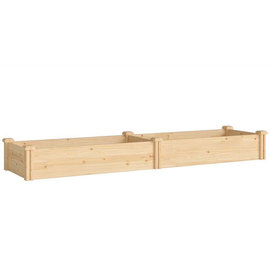 Outsunny Hochbeet Holz, Pflanzbeet mit Trennwand Offenem Boden, Frühbeet Gartenbeet Blumenkasten, Pflanzkasten Pflanzkübel Gemüsebeet 235 x 66 x 26 cm für Garten Balkon, Pflanzen, Gemüse   Aosom von Outsunny