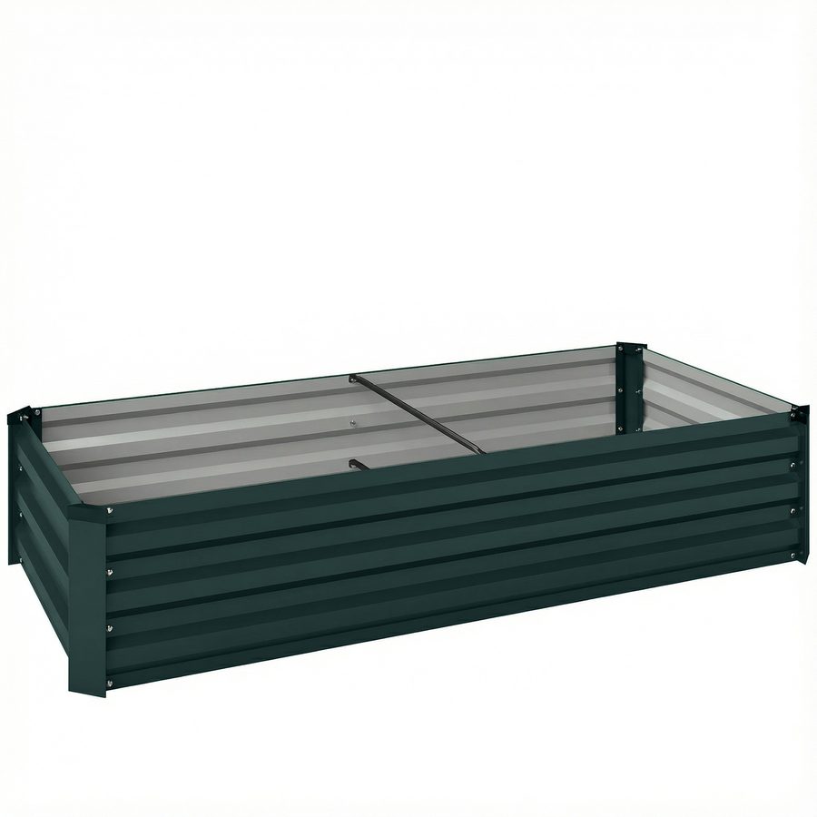 Outsunny Rechteckiger Pflanzkasten Garten-Hochbeet aus Stahl mit Sicherheitskante und offenem Boden Maße 150L x 70l x 30H cm grün   Aosom von Outsunny