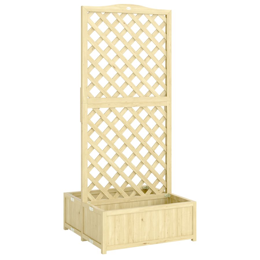 Outsunny Pflanzkasten mit Rankgitter aus Massivholz - Klappbares Hochbeet mit Doppel-Blumenbehälter - Gartenbeet 170 cm hoch für Kletterpflanzen auf Balkon, Terrasse Sichtschutz, Natur   Aosom von Outsunny