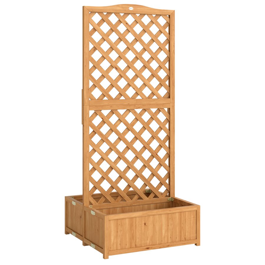 Outsunny Pflanzkasten mit Rankgitter aus Holz, großer Außen-Pflanzkasten für Kletterpflanzen, mit 2 klappbaren Kästen, Lattenboden, erhöhtes Pflanzgefäß für Terrasse, 73x70x170 cm, Natur   Aosom von Outsunny