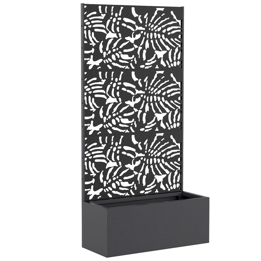Outsunny Pflanzkasten mit Rankgitter, Blumenkasten, Hochbeet mit Sichtschutz, für Kletterpflanzen, Gemüse, Blumen, Metall, Innen- und Außenbereich, Hof, Garten, Balkon, 90 x 37,5 x 180 cm, schwarz   Aosom