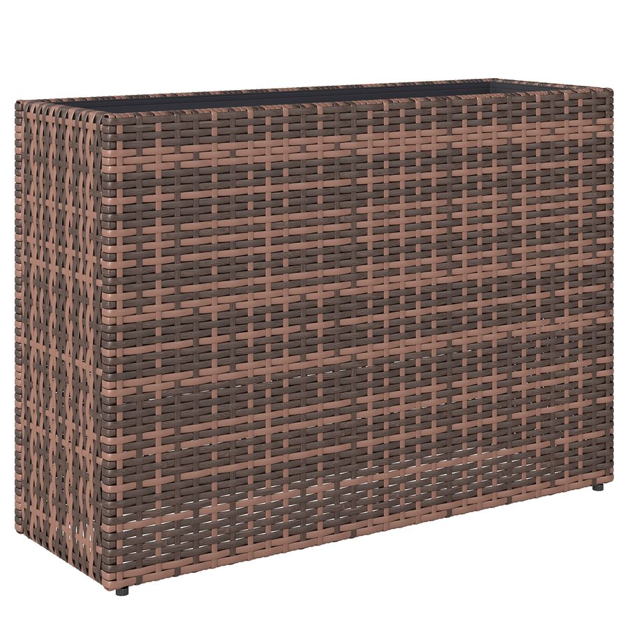 Outsunny Polyrattan Blumenkasten Hochbeet mit verstellbaren Füßen Pflanzkasten mit herausnehmbarem Einsatz Pflanzkübel für Terrasse, Balkon und Gemüse, Braun   Aosom von Outsunny