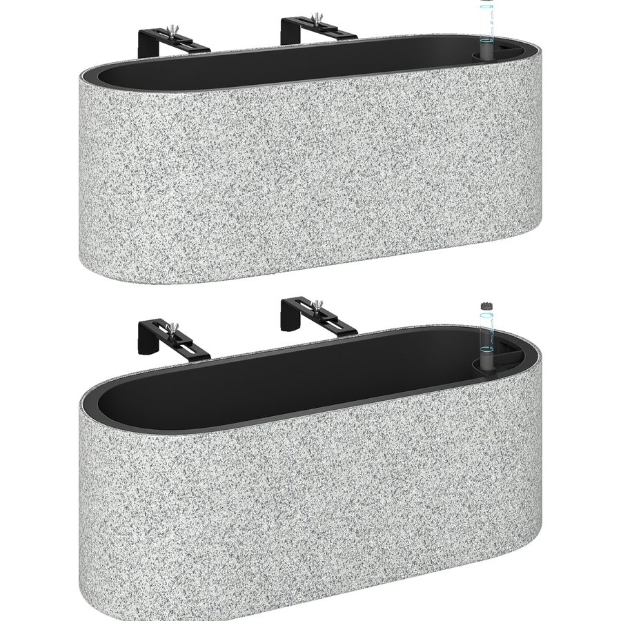 Outsunny 2er Set Blumentopf Hängend Pflanzkübel mit Ablaufsystem Loch Haken 42 x 16 x 15 cm Pflanztöpfe Oval Pflanztopf Blumenkübel für Tomaten Blumen Garten Balkon Hellgrau   Aosom von Outsunny