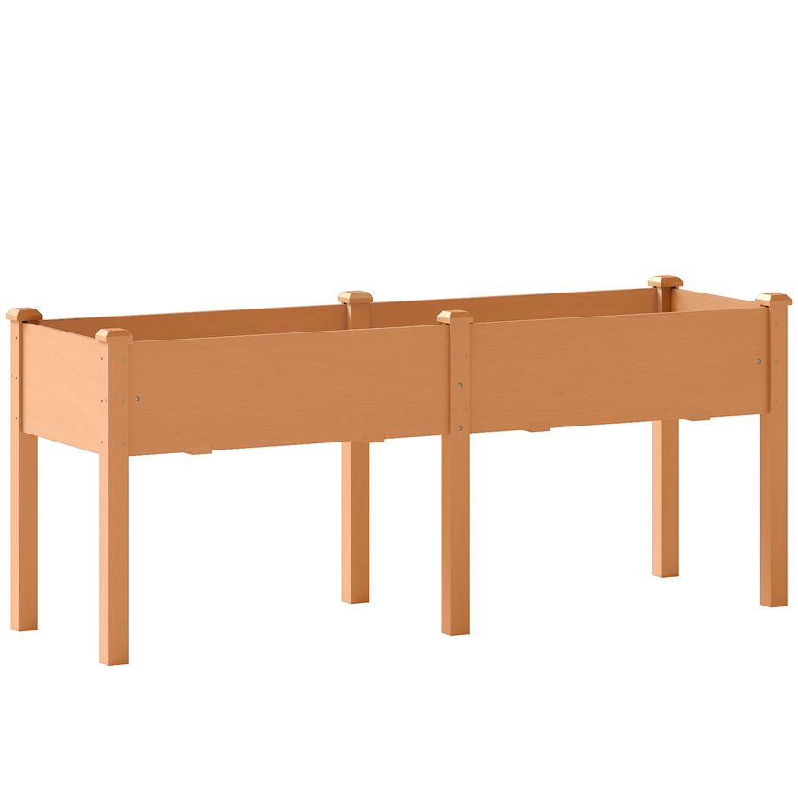 Outsunny Erhöhtes Hochbeet aus Holz, Pflanztisch mit Beinen, 6 Ablauflöcher, für Anbau von Pflanzen, Blumen und Gemüse, 184x59x76,5 cm, Braun   Aosom von Outsunny