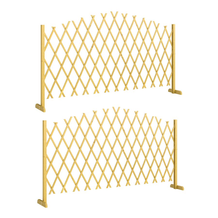 Outsunny Set mit 2 Holz-Gartenzaun-Paneelen für Außen, ausziehbare Gartentür, Gartenzaun zur Dekoration für Terrasse, Patio, 180x30x103 cm, Natur   Aosom von Outsunny