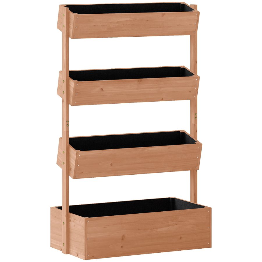Outsunny Holzkasten mit 4 Ebenen, erhöhtes Außen-Hochbeet mit Abflusslöchern und Vliesstoff, Pflanzkasten für Gemüse, Pflanzen, Blumen, Terrasse, Garten, 85x45x140 cm, Marrón   Aosom von Outsunny