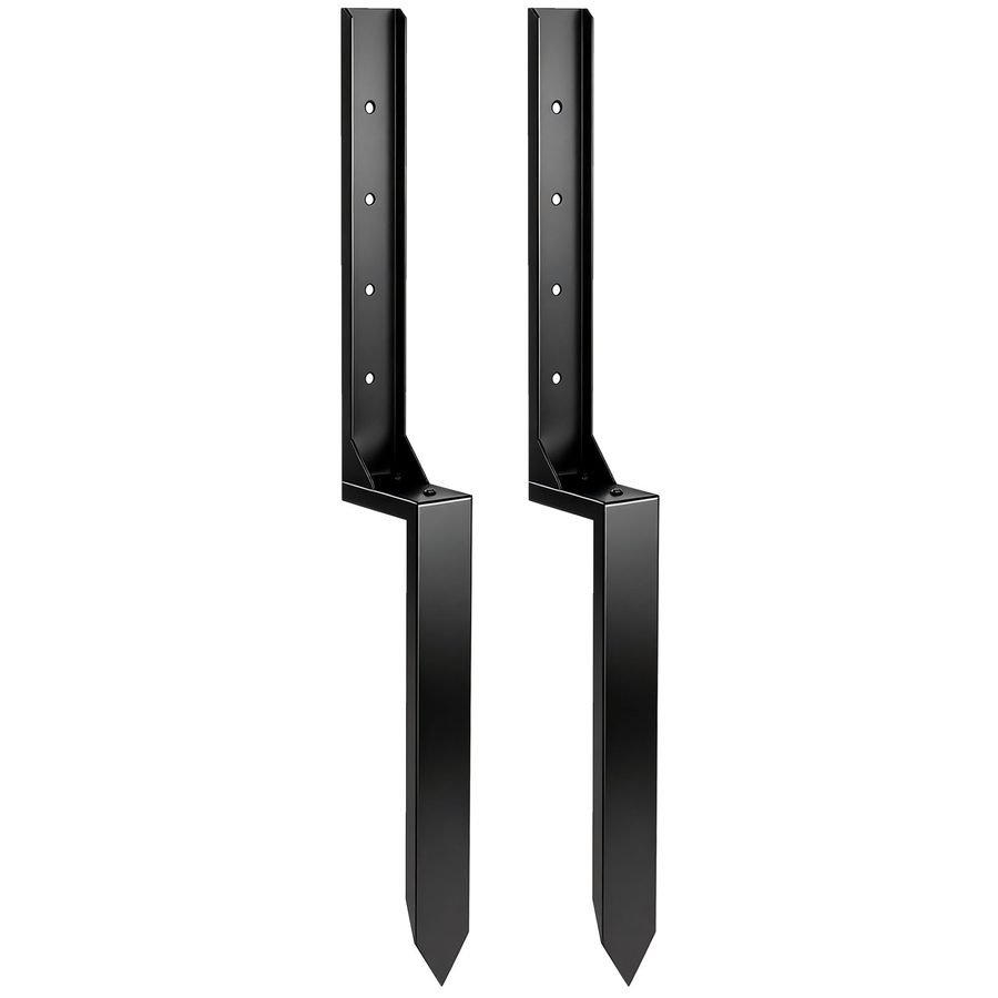 Outsunny Zaunpfosten Reparaturset 2er-Set Stützpfähle für Zaunpfosten mit Nägeln Bohrer Anker-Erdspieß zur Reparatur von schiefen, gebrochenen Holzzaunpfosten 81 x 5,5 x 12 cm Schwarz   Aosom
