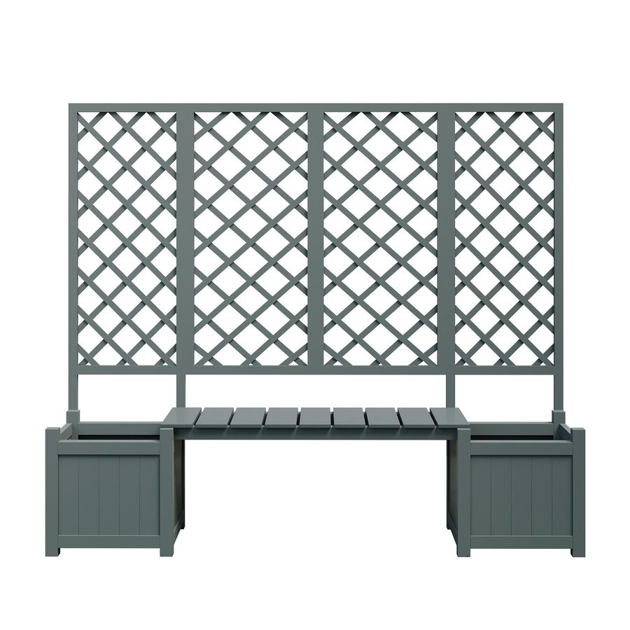 Pflanzkübel mit Spalier und Sitz für Garten Hof Terrasse, für Kletterpflanzen, 169x42x145 cm, Grau von GL Store