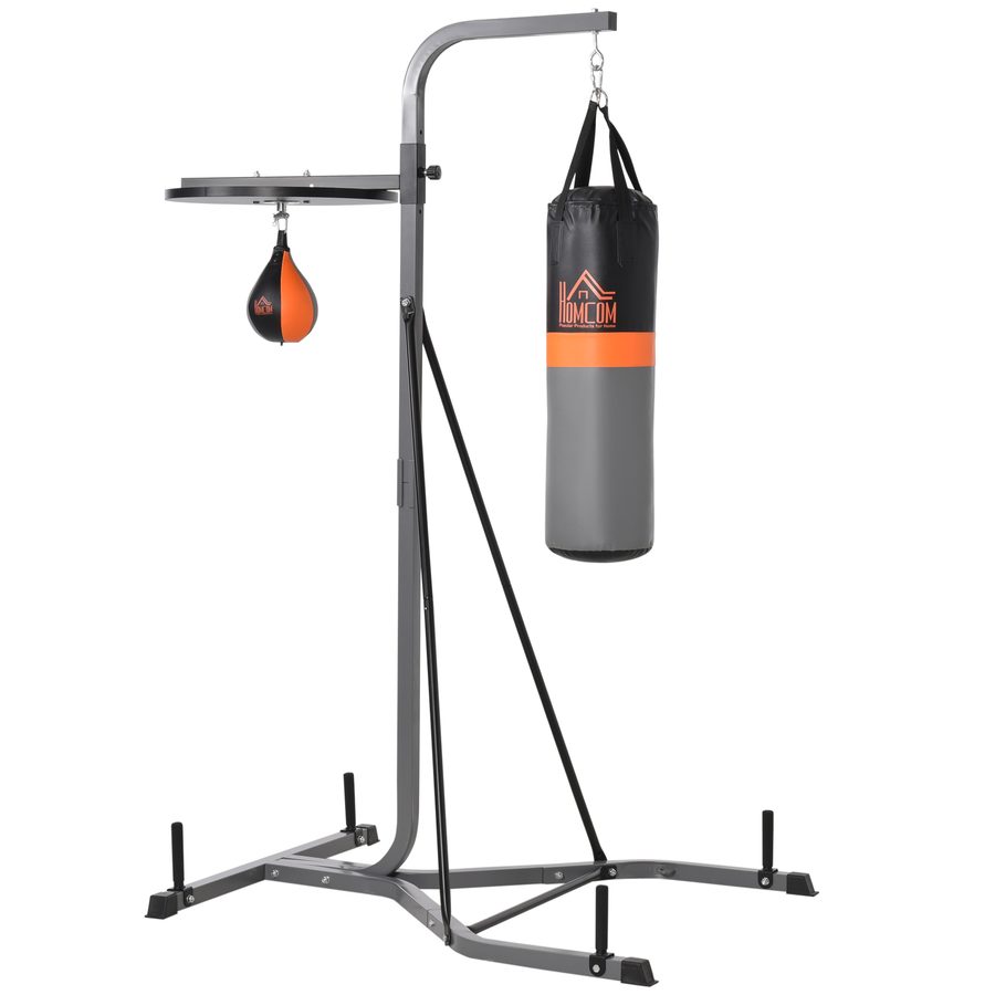HOMCOM Boxsackständer 2-in-1 mit 20 kg Boxsack & Punchingball, freistehende Boxstation, höhenverstellbar bis 100 kg, stabiler Stahl   Aosom.de von HOMCOM