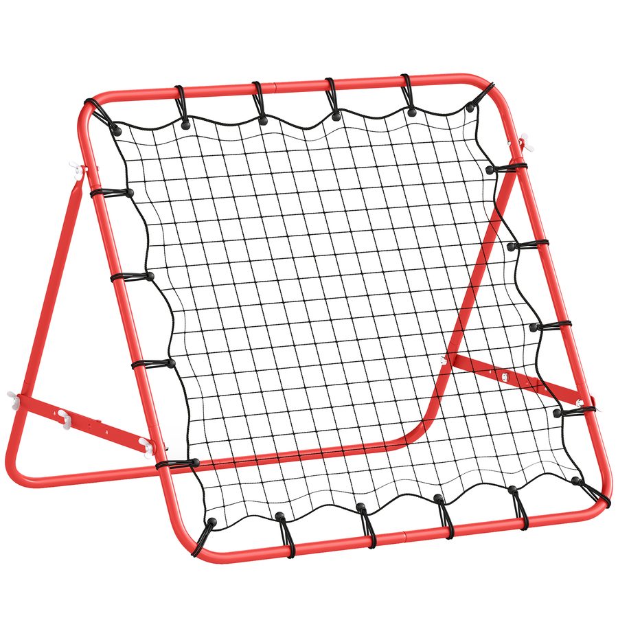 HOMCOM Fußball Rückprallwand Rebounder Tor Netz 96 x 80 x 96 cm, verstellbarer Winkel, rot-schwarz, ideal für Training & Spiel   Aosom.de von HOMCOM