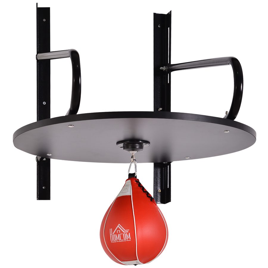 HOMCOM Punching Ball Speedball Boxen mit drehbarer Plattform + Luftpumpe Höhenverstellbar Stahl synthetische Beschichtung Rot Schwarz   Aosom von HOMCOM