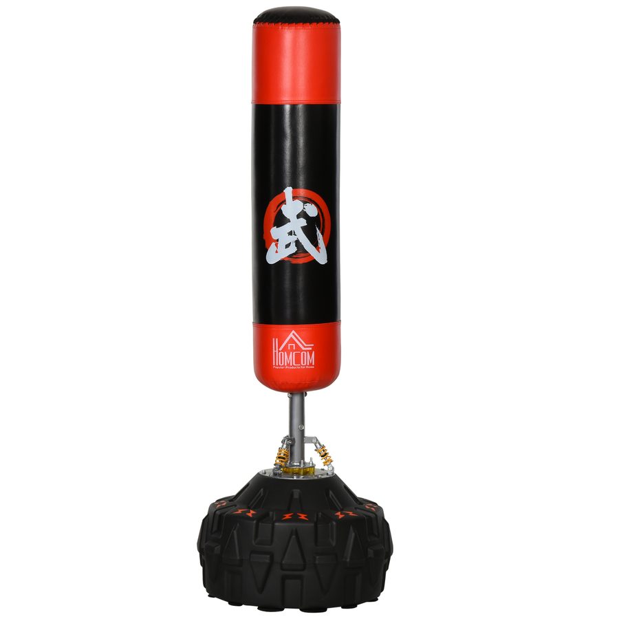 HOMCOM Standboxsack freistehendes Boxtrainingsgerät für Erwachsene mit Saugfuß Schwarz Rot 60x60x180cm ideal für Fitness und Selbstverteidigung   Aosom.de von HOMCOM