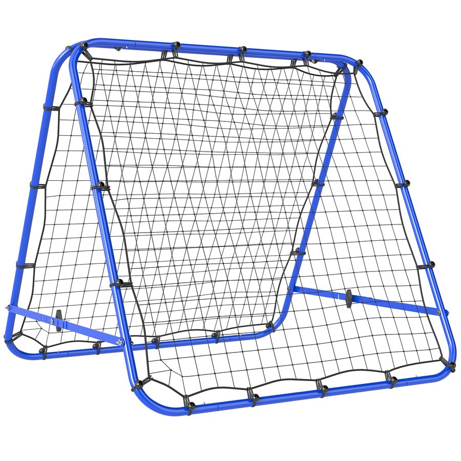 HOMCOM Fußball Rebounder Kickback Tor Rückprallwand Netz beidseitig verstellbar 5 Stufen Stahl Blau 100 x 95 x 90 cm für Training & Spiel   Aosom.de von HOMCOM