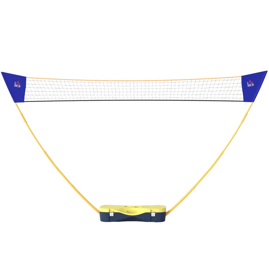 HOMCOM Badminton Netz mit Stand, tragbarer Netzständer für Badminton, inklusive 4 Badminton-Schlägern, Gelb und Blau   Aosom.de von HOMCOM