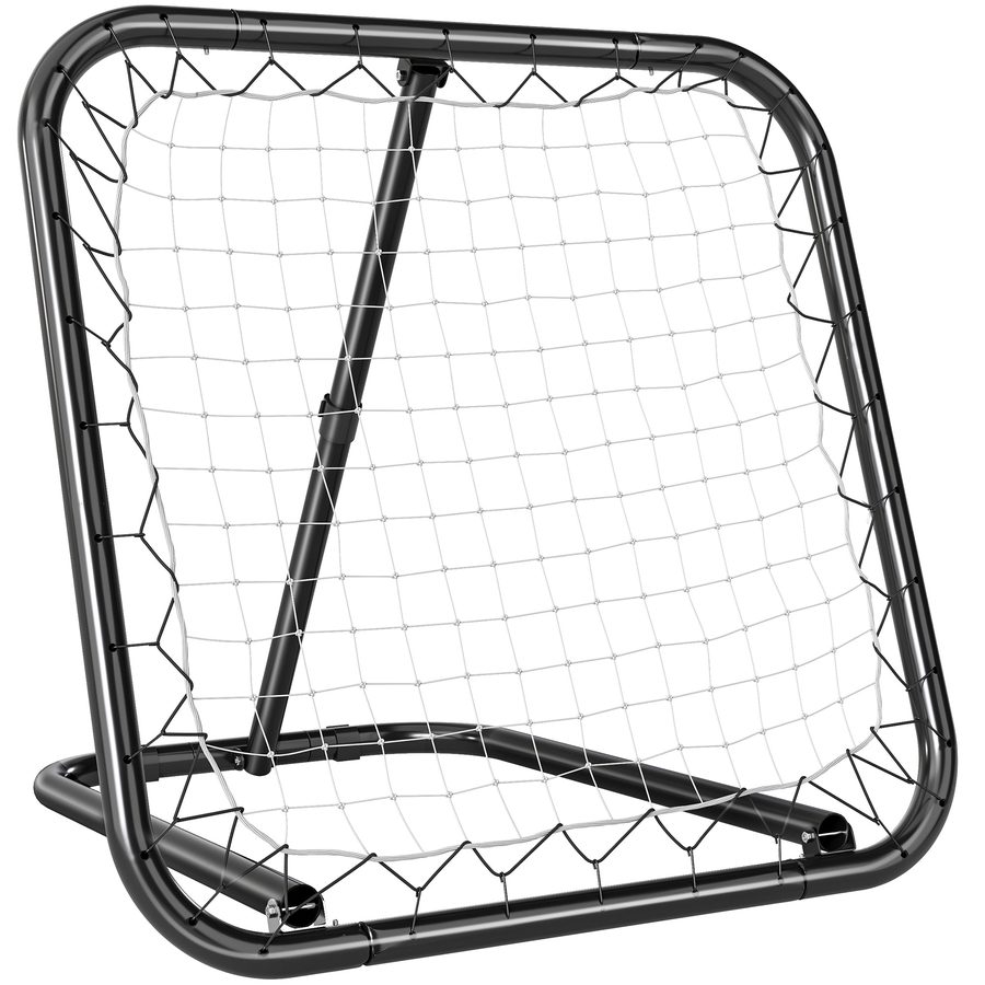 HOMCOM Fußball Rebounder klappbar Kickback Tor Rückprallwand 5 Stufen für Baseball & Basketball, Metall Schwarz 78x84x65-78cm   Aosom.de