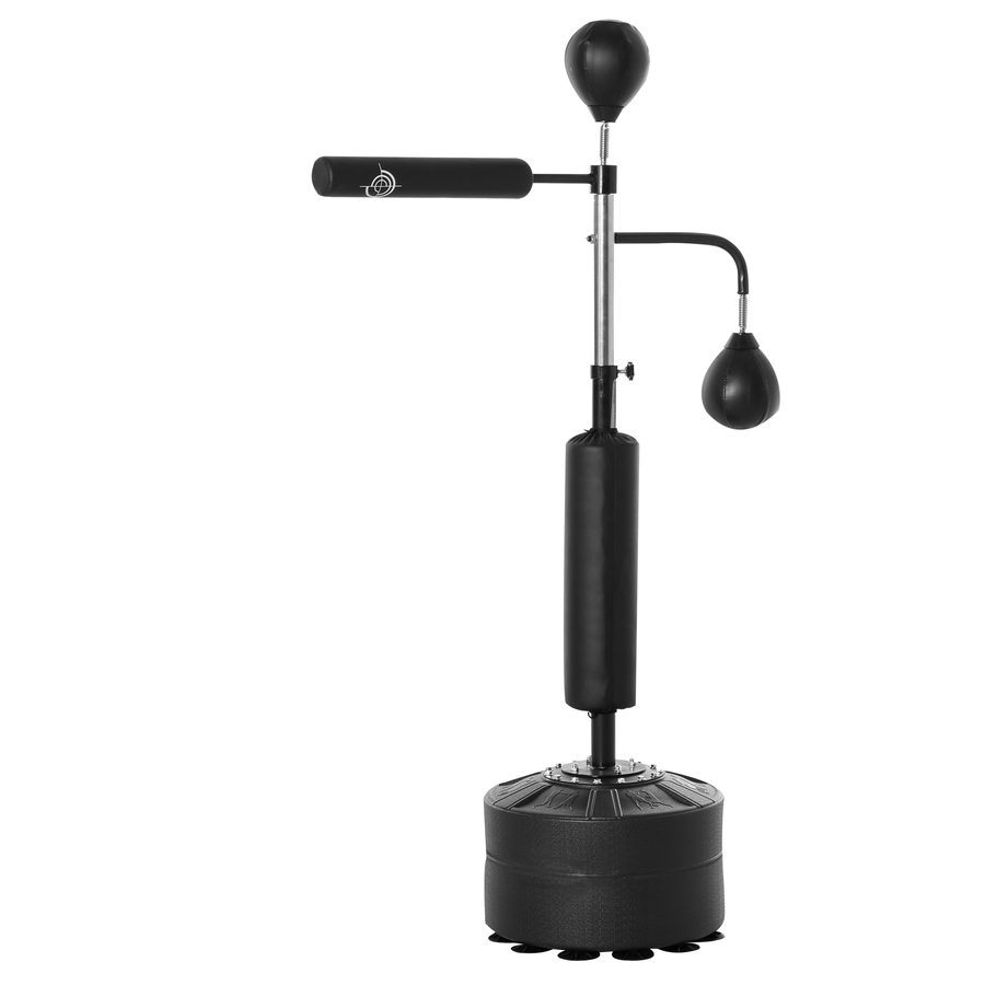 HOMCOM Boxstand Standbox-Trainer mit 2 Speedbällen, höhenverstellbar 160-230cm, Reflexstange & Saugnapf-Basis, Schwarz für Fitness & Training   Aosom.de von HOMCOM