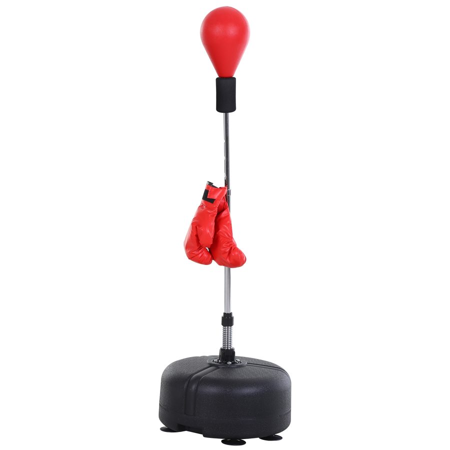 HOMCOM Punchingball mit Ständer, 136-154 cm höhenverstellbar Boxsack, Standboxball mit Boxhandschuhen, für Jugendliche und Erwachsene, für Ausrüstung, Stressabbau, Fitness, Rot   Aosom von HOMCOM