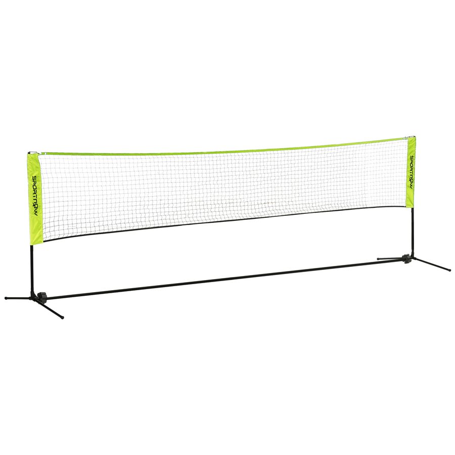 SPORTNOW Badmintonnetz Set Faltbares Tennisnetz, 103/120/155 cm Höhenverstellbar Indoor Outdoor Federballnetz, Volleyballnetz mit Transporttasche Metall Polyester Gelb   Aosom von SPORTNOW
