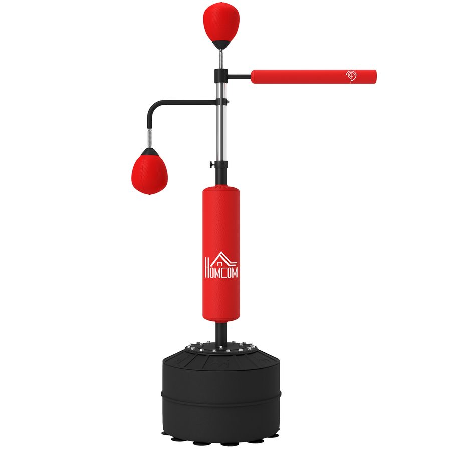 HOMCOM 4-in-1 Boxsack freistehend 160-230 cm höhenverstellbar Standboxsack mit 2 Speedbälle, 360° Reflexstange Punchingball Set Kickboxsack für Erwachsene Jugendliche MMA Box Training   Aosom von HOMCOM