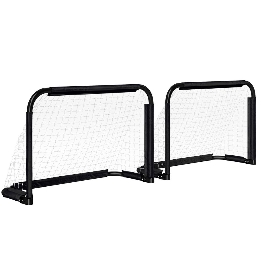 HOMCOM Fußballtor 2er Set Klappbar Fussballtore mit Metallrahmen für Kinder und Erwachsene, Garten, 90 x 36 x 60 cm, Schwarz   Aosom von HOMCOM