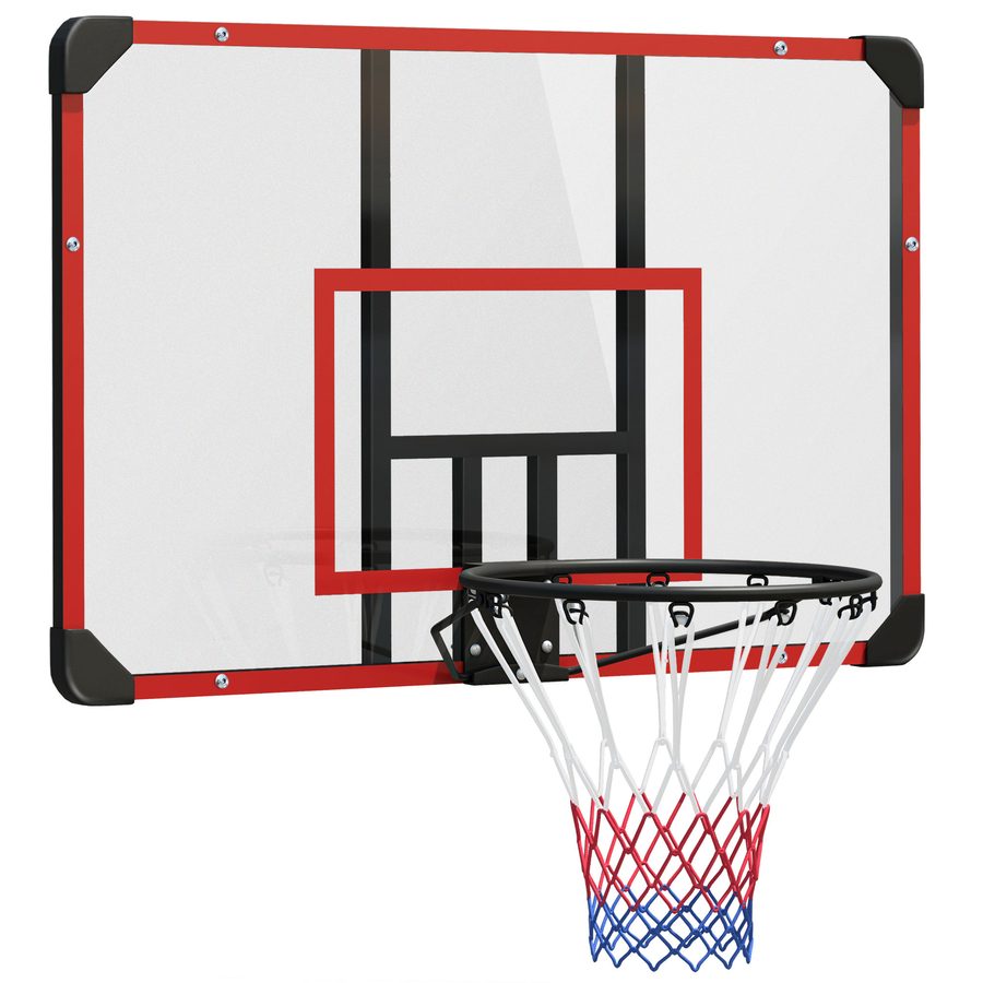 SPORTNOW Basketballkorb, Basketballbrett mit Korb, Basketballnetz mit Basketballboard, Wandmontage, für Outdoor, Stahl, 113 x 61 x 73 cm, Rot   Aosom von SPORTNOW