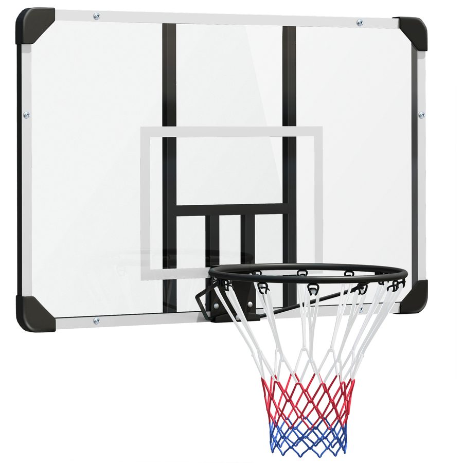 SPORTNOW Basketballkorb Wandmontage mit Basketballbrett und Netz 113 x 61 x 73 cm aus Stahl für Outdoor Aktivitäten in Weiß   Aosom.de von SPORTNOW
