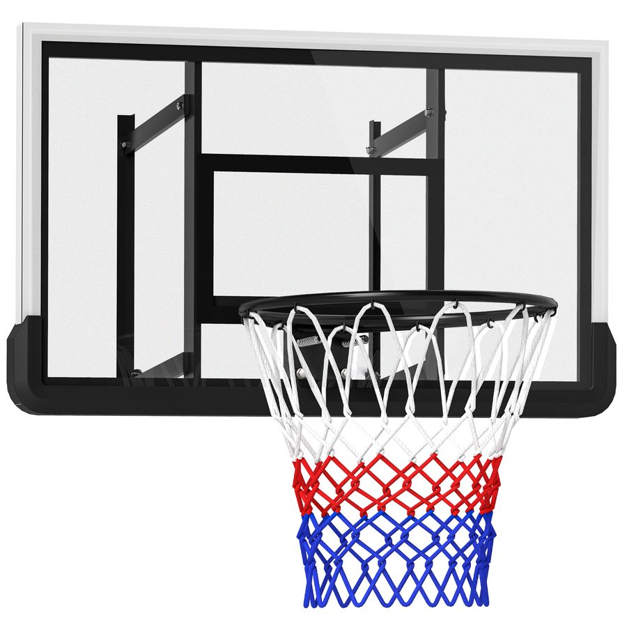SPORTNOW Basketballkorb mit Rückwand für Outdoor & Indoor, Basketballbrett mit Ø45 cm Stahlkorb und Netz, Wandmontage, Basketball Board für Erwachsene, Schwarz   Aosom von SPORTNOW