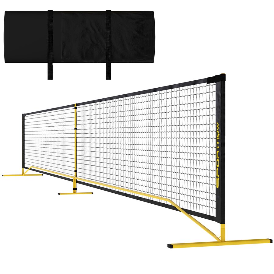 SPORTNOW Pickleball-Netz tragebar, 6,7 m mit Tragetasche, Metallrahmen für Indoor Outdoor Gelb   Aosom von SPORTNOW