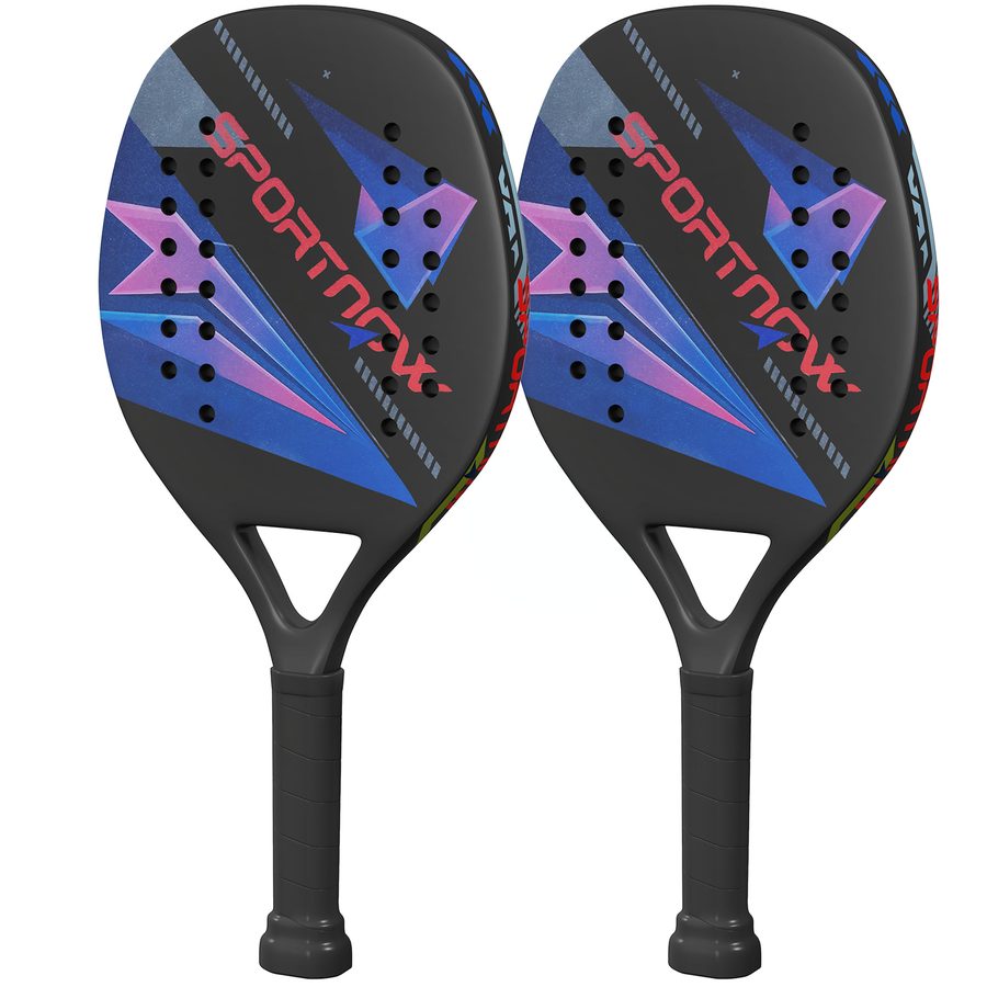 SPORTNOW Beachball-Schläger 2er Set Tennisschläger aus Kohlefaser Strandtennisschläger mit Tasche und rutschfestem Griff Schwarz   Aosom von SPORTNOW