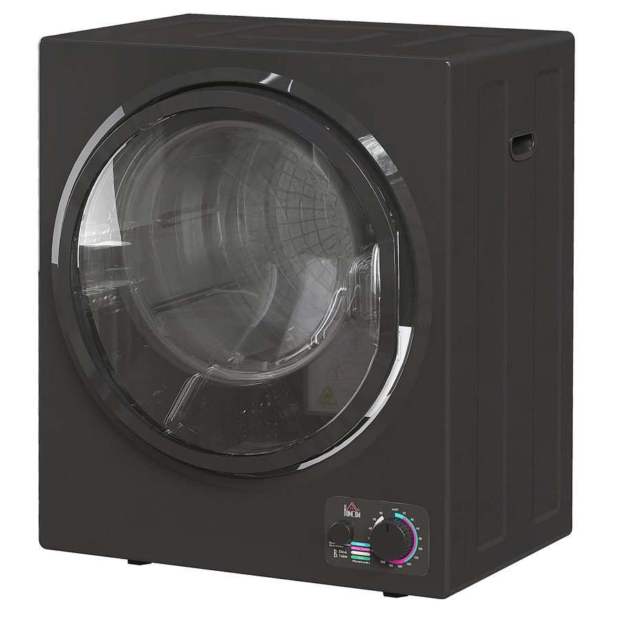 HOMCOM Wäschetrockner mit Abluft, elektrischer Wäschetrockner 850 W, Kapazität 4 kg, 4 Trockenmodi, 2 Heizstufen, Edelstahlbehälter, für Wohnung, Haus, Studentenwohnheim, Schwarz   Aosom von HOMCOM