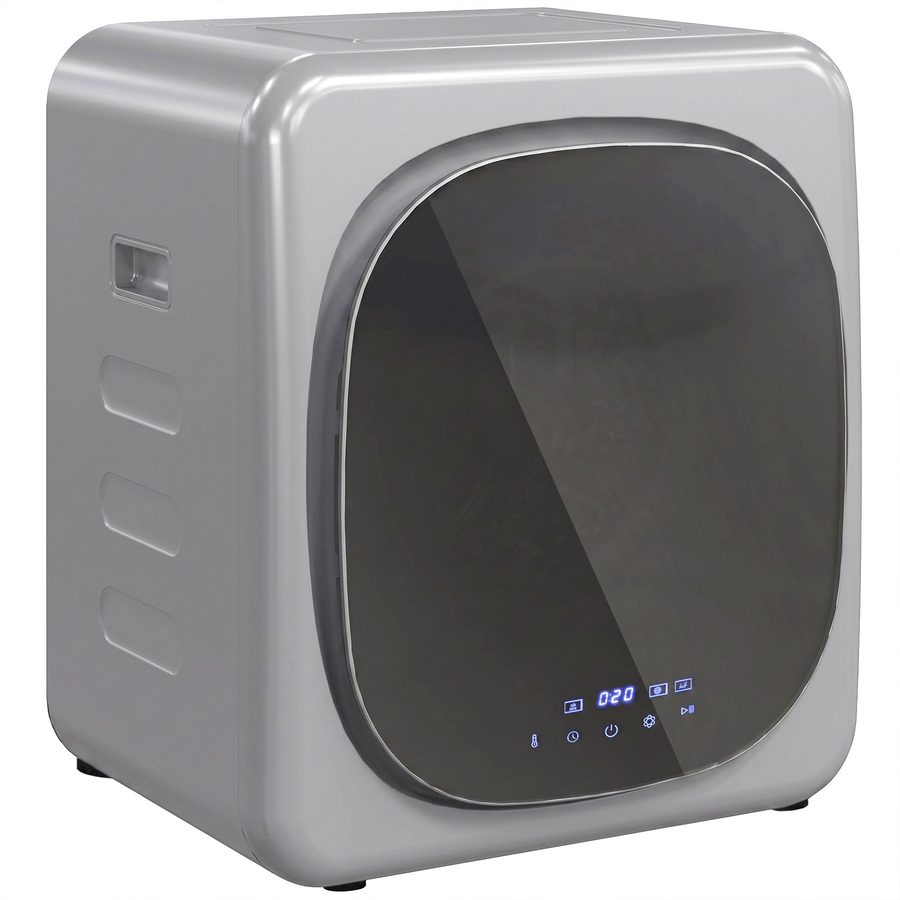 HOMCOM Mini Wäschetrockner mit 6 Programm LED-Touchscreen 4 kg bis zu 60℃, 800W Freistehend Wandmontierbar Ablufttrockner mit Smart-Modus Überhitzungsschutz Stapelbar Ablufttrockner Silber   Aosom von HOMCOM