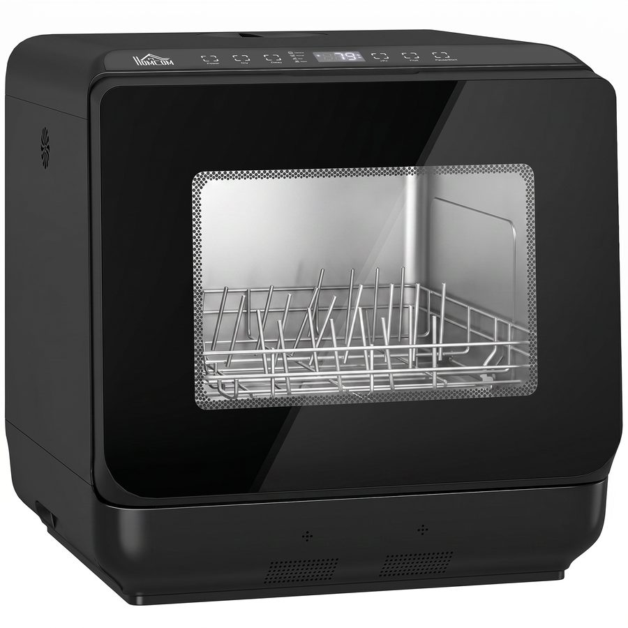 HOMCOM Mini Geschirrspüler Freistehend Tischgeschirrspüler mit 4 Maßgedecke 5 Programmen Trocken Funktion 6L Wassertank Touch Control LED Anzeige Spülmaschine mit/ohne Wasseranschluss für Camping   Aosom von HOMCOM