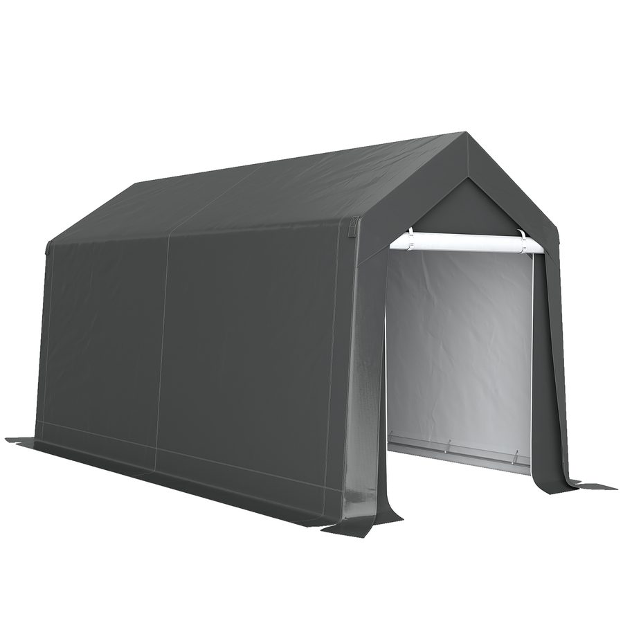 Outsunny Garagenzelt, 2,1 x 3,6 x 2,35 m Lagerzelt mit UV-Schutz, Reißverschlusstür, Wasserabweisend Foliengarage für Motorrad, Gartengeräte, Dunkelgrau   Aosom von Outsunny