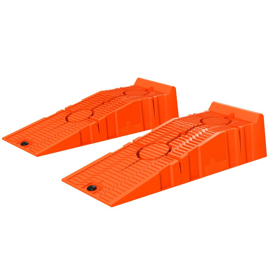 DURHAND Set 2 Autoladerampen aus Kunststoff mit einer maximalen Tragkraft von 5 Tonnen, platzsparende Autobahnen für Wartungsarbeiten, 91x30x21 cm, Orange   Aosom
