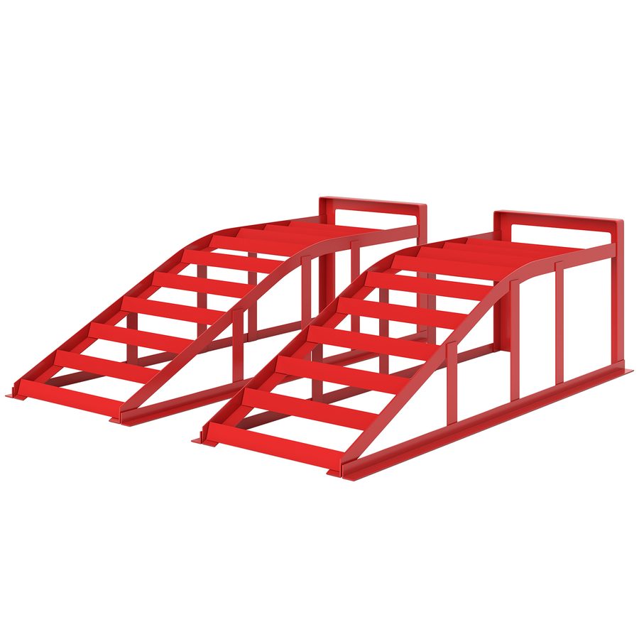 HOMCOM Set aus 2 Auffahrrampen für Autos, Auto-Auffahrrampe aus Stahl, rutschfest, für Wartung und Reparatur von Fahrzeugen, für Garage, Haus, Werkstatt, Rot   Aosom von HOMCOM