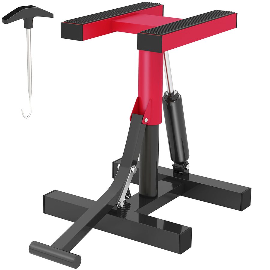 HOMCOM Motorradheber aus Stahl max. 150 kg, Motorradständer mit Höhenverstellung 29,5-41 cm und rutschfester Gummiplattform, 33x29x40,5 cm, rot   Aosom von HOMCOM