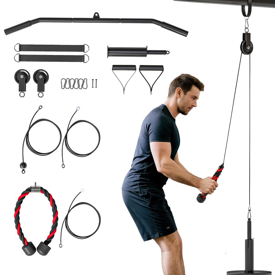 SPORTNOW Fitness Latzug Gym Fitnesssgeräte Kabelzug Pulley System Arm Krafttraining Latzugmaschine für LAT Pull Down, Bizeps Curl, Zuhause Home Gym   Aosom von SPORTNOW