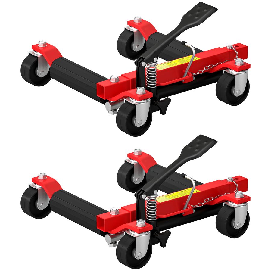 HOMCOM 2er-Set Fahrzeug-Transportroller Tragfähigkeit 680 kg, Transportroller Reifenbreite 22,8 cm, 360° Schwenkräder, für Reparatur und Transport von Fahrzeugen, schwarz   Aosom von HOMCOM