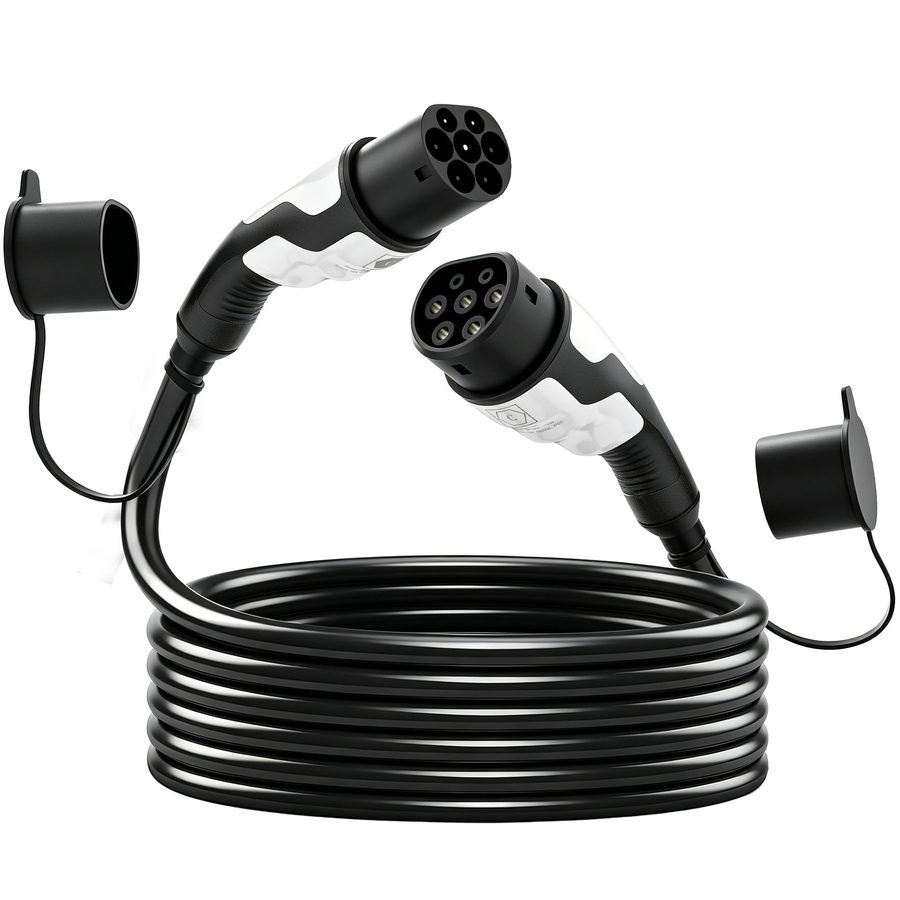 HOMCOM Ladekabel für Elektroauto EV Type 2, 22 kW, 32 A, Mode 3, dreiphasig, 5 m, Type-2-Verlängerung mit Reinigungstuch und Tasche, Schnellladung für Wallbox und Ladesäulen   Aosom von HOMCOM