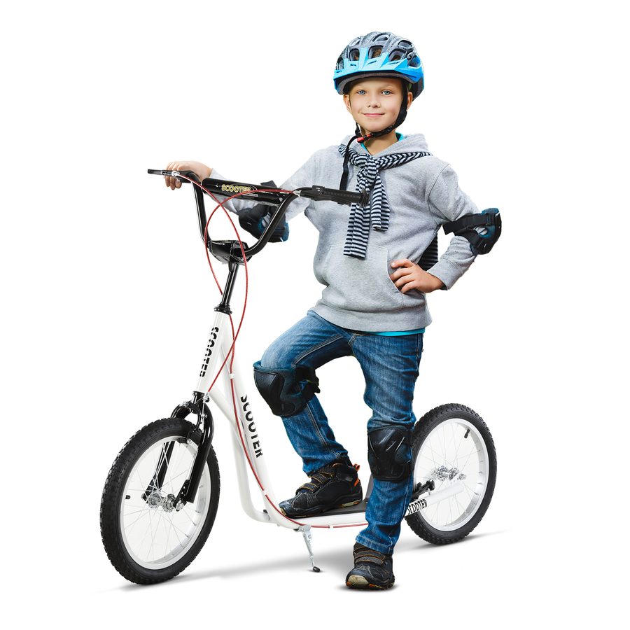 HOMCOM Kinderroller, Tretroller, Cityroller, Kickscooter, Roller Kinder, Kickboard mit Luftreifen, Handbremse, Scooter Kinder, faltbar   Aosom von HOMCOM