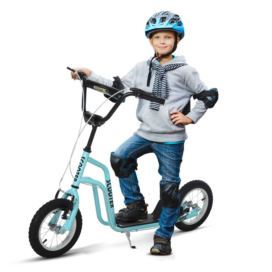 HOMCOM Scooter Tretroller Kinderroller Cityroller mit 12 Zoll Luftreifen, Kickboard für Kinder ab 5 Jahren, Blau, verstellbar 120x58x75-80cm   Aosom.de von HOMCOM