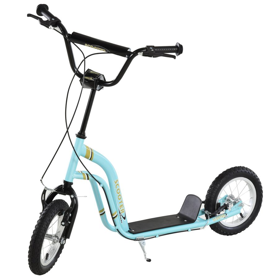 HOMCOM Kinderroller Höhenverstellbar Tretroller mit 12 Zoll Luftreifen, Kinder Roller für Jungen und Mädchen ab 5 Jahre, Scooter Kickscooter Cityroller Hellblau   Aosom von HOMCOM